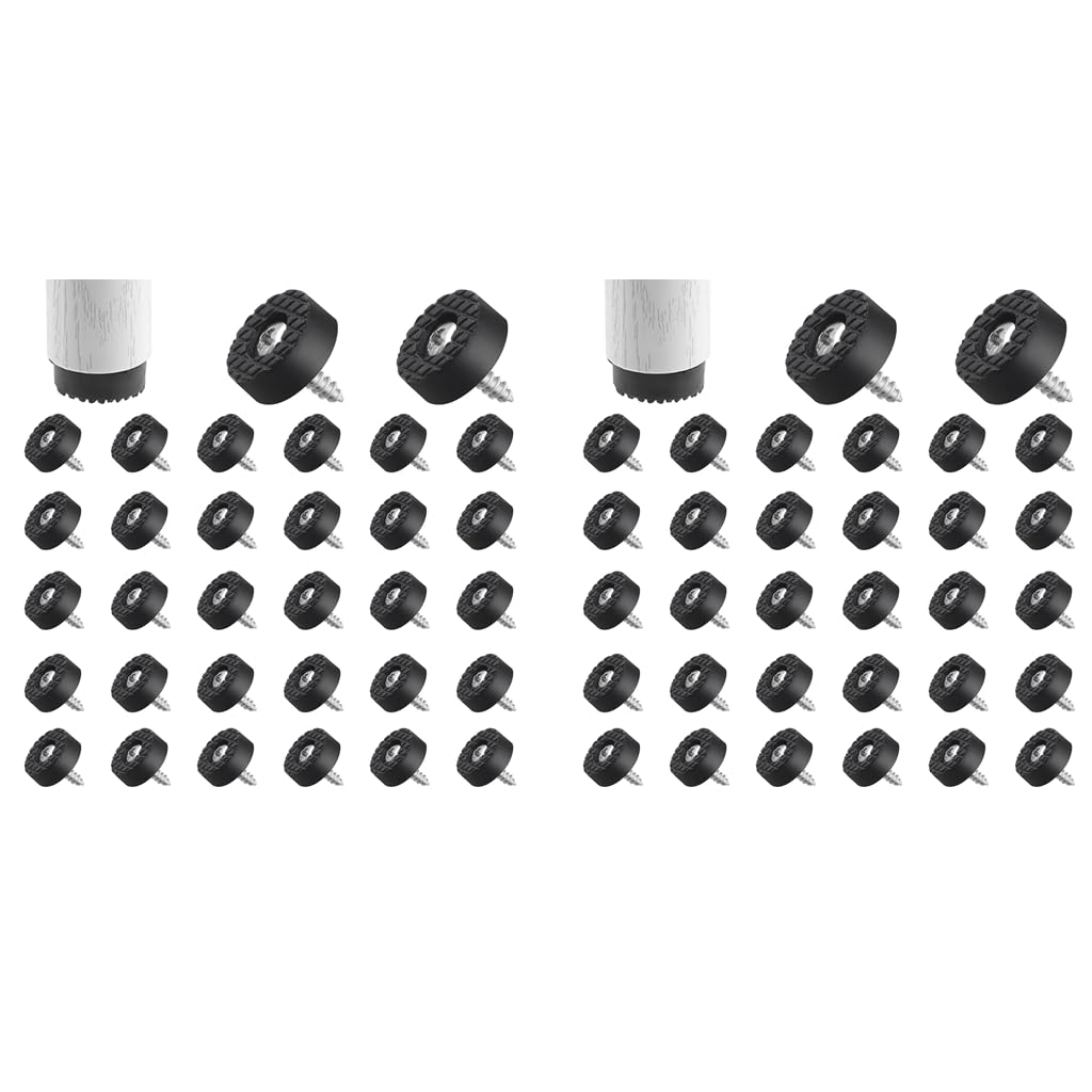 Serplex Table Feet Pads 64PCS Screw In Floor Protectors for Wooden Furniture with Wear Resistant PVC | Anti Slip Risers 2.4cm for Chair Stool Desk
