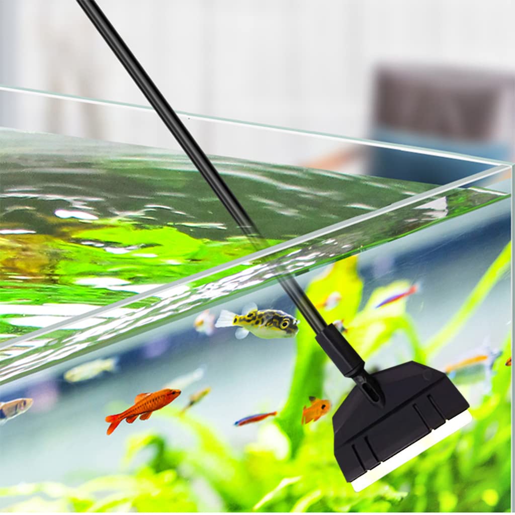 Qpets 22inch Aquarium Algae Scraper Set with 1 pcs Algae Removing Scraper and 5 Replace Scraper Blades, Glass Scraper, Fish Tank Cleaner, Detachable to Adjust Length