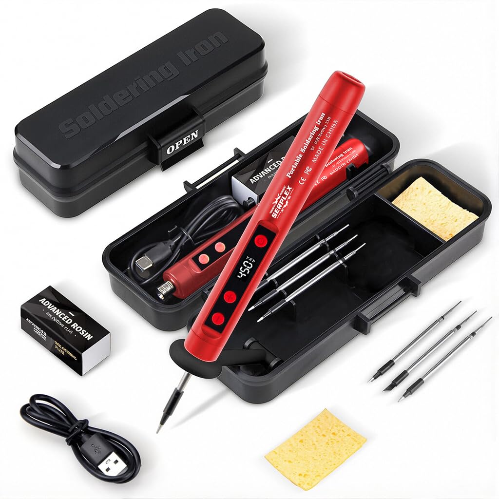 Serplex Soldering Iron Kit for Electronics with 15W Power and Ceramic Heater | USB Rechargeable