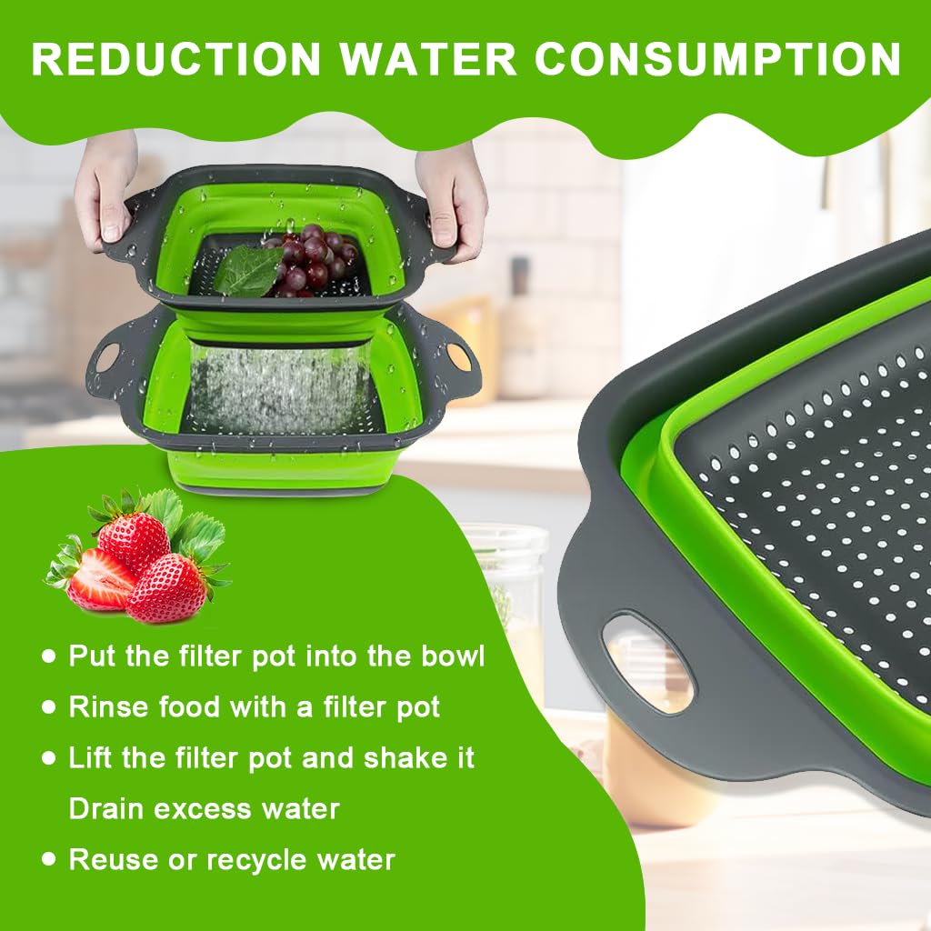 Supvox Collapsible Strainer Baskets for Rinsing Fruits and Vegetables with Dual Ears Set of 2