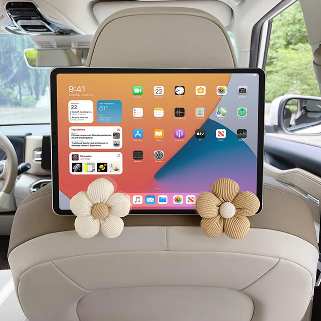 STHIRA Car Seat Hook 4 Pcs for Backseat Organization with Snap-On Design & ABS Material | Stylish Flower Charm Accessory