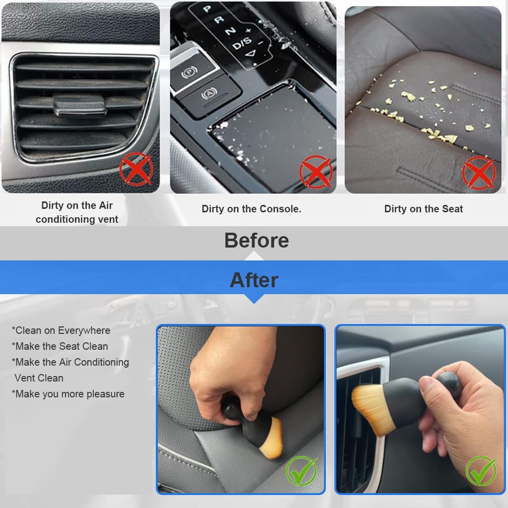 STHIRA Car Brush for Detailing Interior featuring Soft Nanofiber Bristles 2 Pack | Scratch Free Dusting Tool for Dashboard and Vent Cleaning