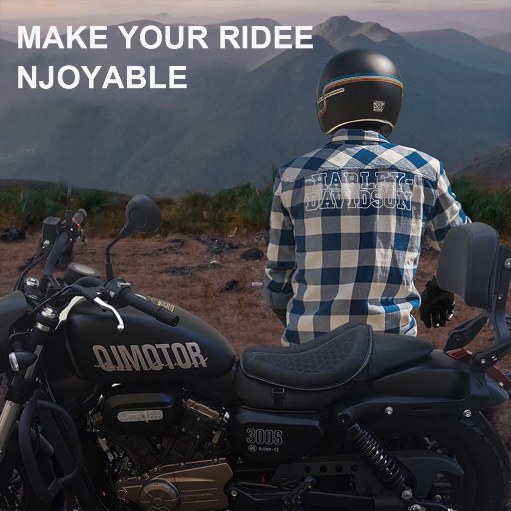 STHIRA Motorcycle Seat Cushion for Long Rides with 3D Honeycomb Gel Pad | 3 PCS Breathable TPE Design
