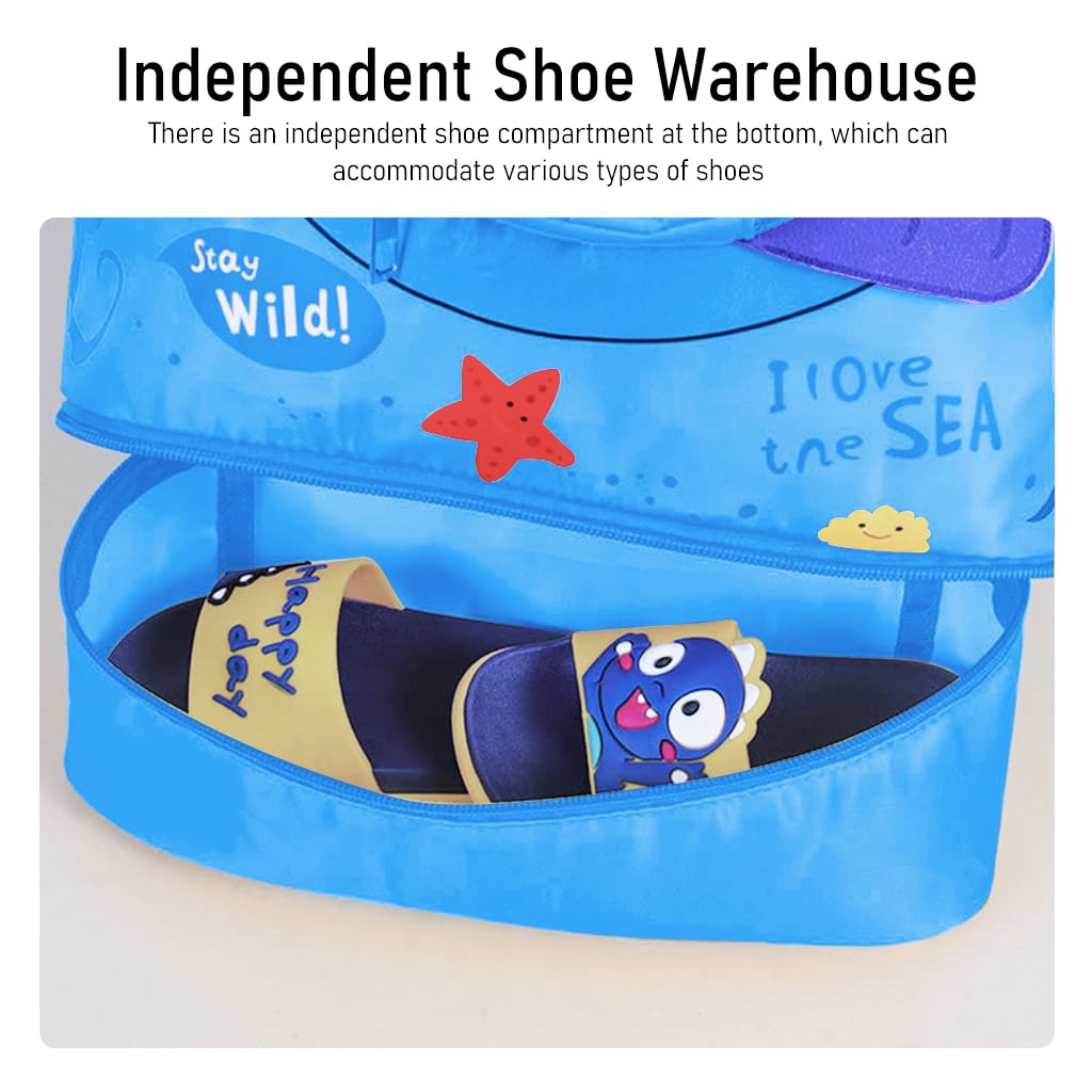 PALAY Swimming Bag for Kids with Drawstring Design and Wet Dry Zone 34×10×37 cm Blue