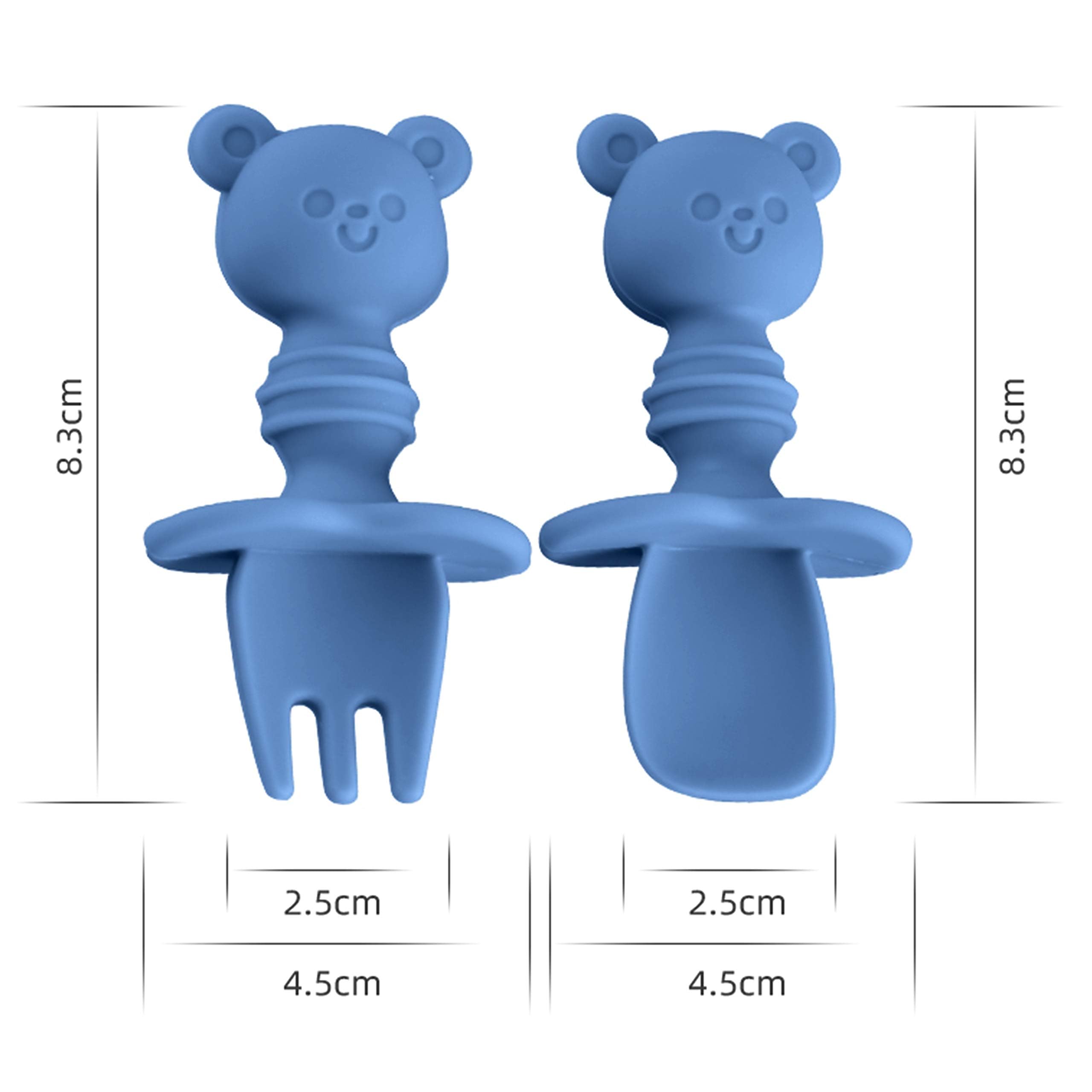 SNOWIE SOFT Baby Fork and Spoon Combo,Creative Cartoon Design, BPA-Free Food-Grade Silicone Material, Comfy Gripping First Tableware for Baby Feeding Complementary Food for Toddler,