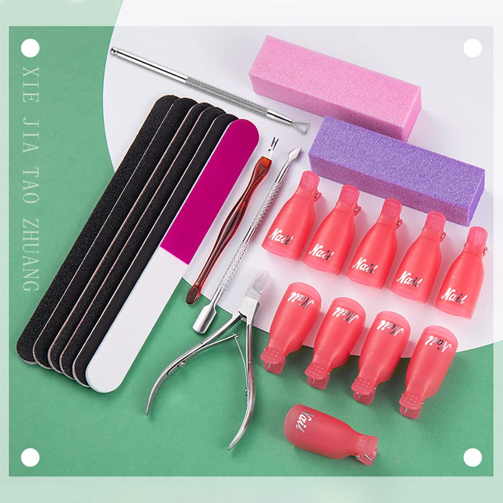 MAYCREATE® Gel Nail Polish Remover Kit with Nail Clips, Cuticle Pusher and Cutter, Nail Files and Nail Buffer Tools Set for Home/Salon Nail Art Remover Supplies Nail Care Kit