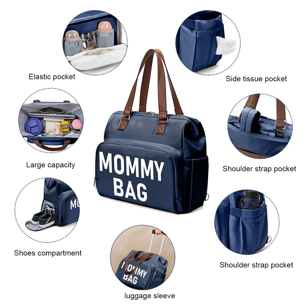 Zibuyu Mommy Diaper Bag Backpack for Travel with Multi Layer Storage and Shoe Compartment | Waterproof Oxford Cloth Tote for Baby Essentials