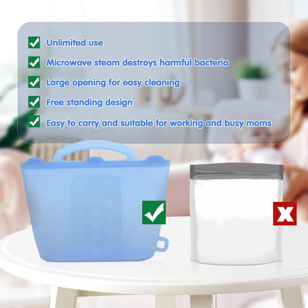 Supvox Silicone Food Container Bag 1500ml for Storage and Freezer Use with Leak Proof Zip Lock | BPA Free Heat Resistant Design with Portable Handle