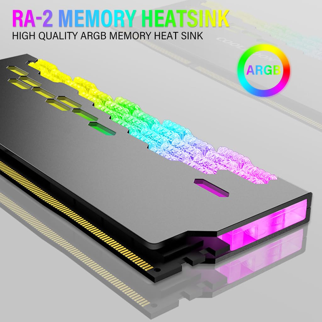 Verilux® RAM Cooler ARGB DDR Memory RAM Cooler DDR Heatsink Aluminium Alloy Heat Sink Modification PC Game MOD for DDR3/DDR4 Compatible with ASUS Aura Sync/Gigabyte RGB/MSI Mystic Light Sync