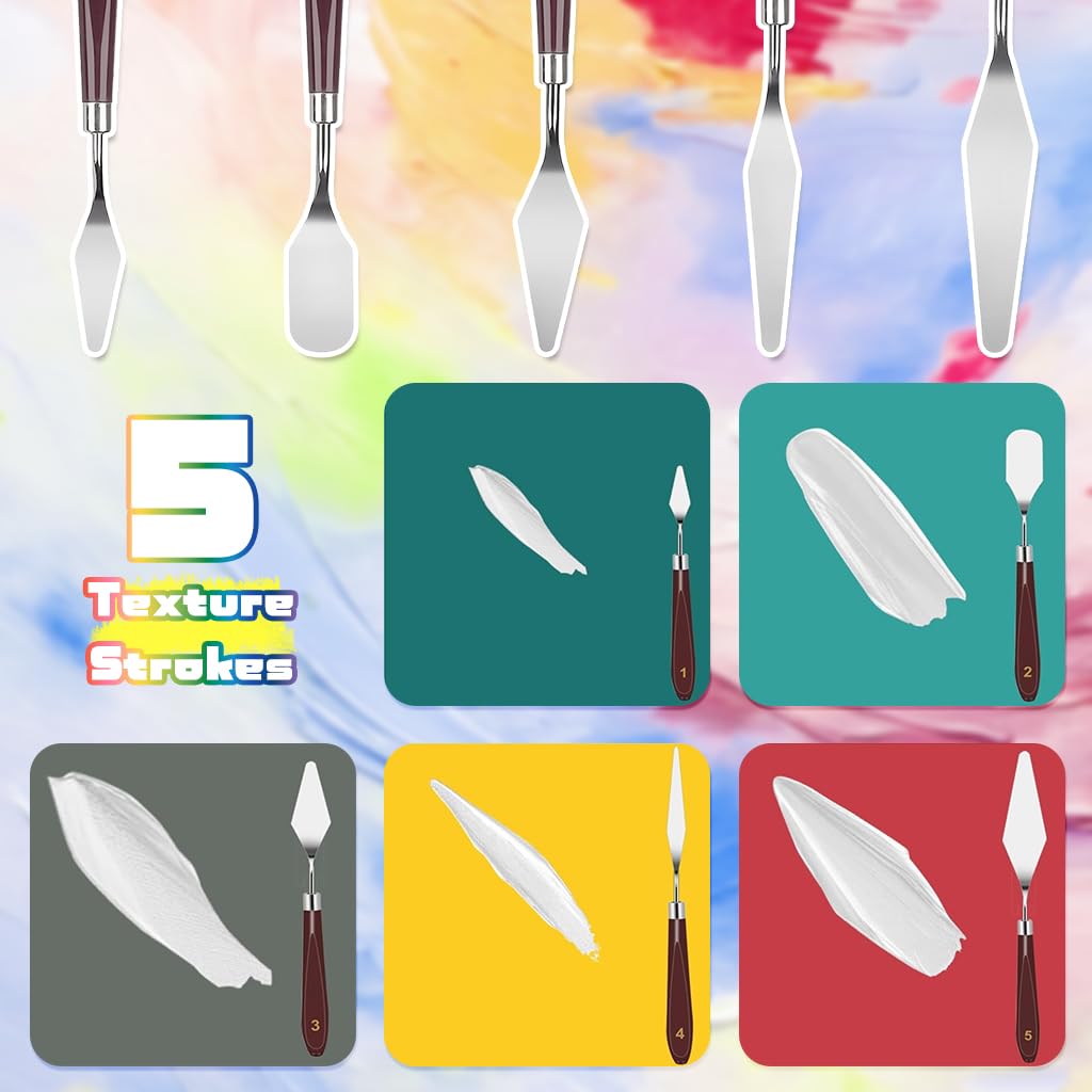 Serplex Acrylic Paint Scrapers Set for Texture Art with 11 Pcs Tools featuring Wooden Handles