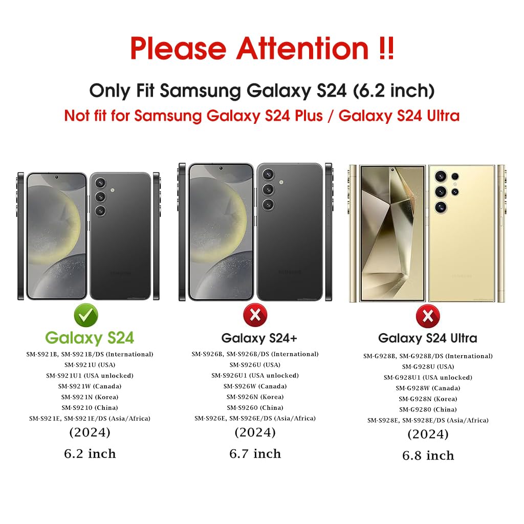 ZORBES Phone Case for Samsung Galaxy S24 6.2 in with Sliding Camera Cover and Magnetic Kickstand | TPU and PC Shockproof Protection