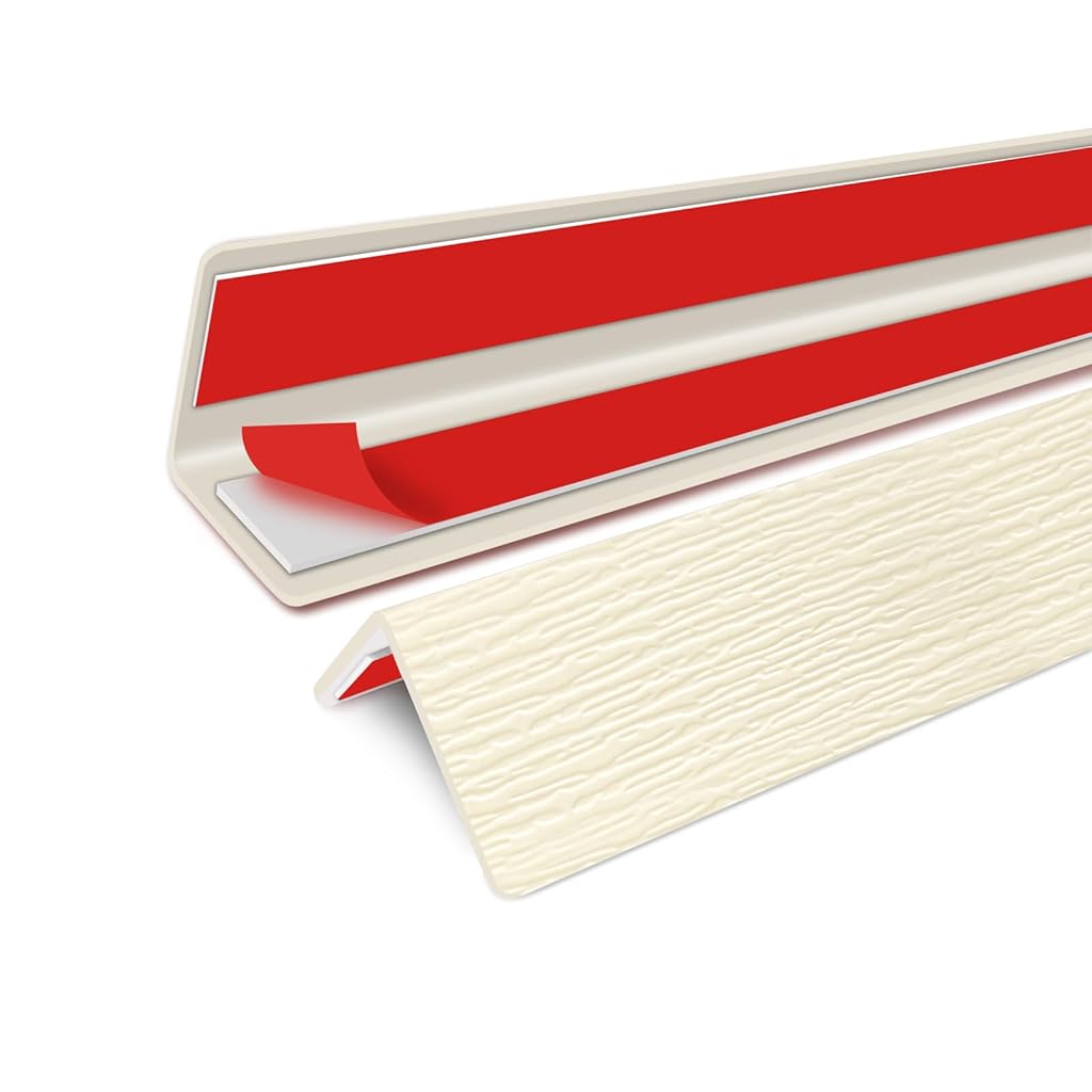 SNOWIE SOFT® 47.2 inch Corner Protector Strip Self Adhesive L-shaped Wall Edge Guard, Thicken Foam Baby Safety Corner Protector, Cut-to-Fit, Peel-and-Stick PVC Corner Trim for Table, Drawer, Cabinet