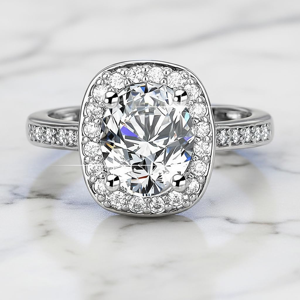 Zibuyu Diamond Ring for Daily Wear featuring 2 Carats Round Zircon Open Adjustable Design