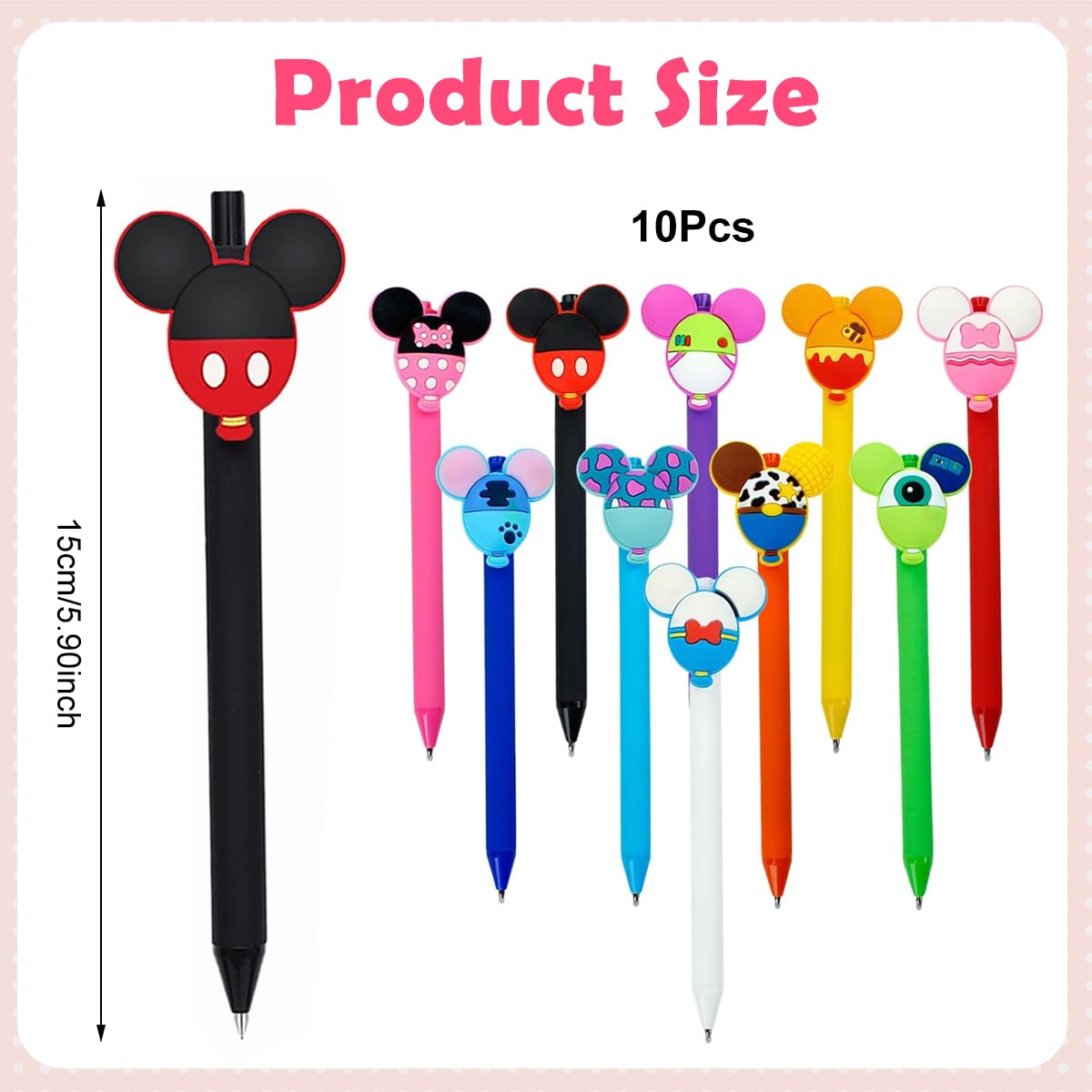 Climberty Cartoon Click Pens for School and Office with 0.5mm Tip and Quick Dry Ink | 10Pcs Set