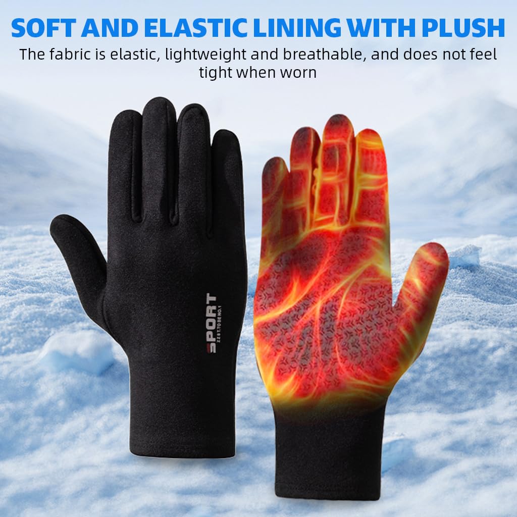 PROBEROS Winter Gloves for Men with Touch Screen Fingertips and Non Slip Palm | Fleece Lined for Cycling and Driving