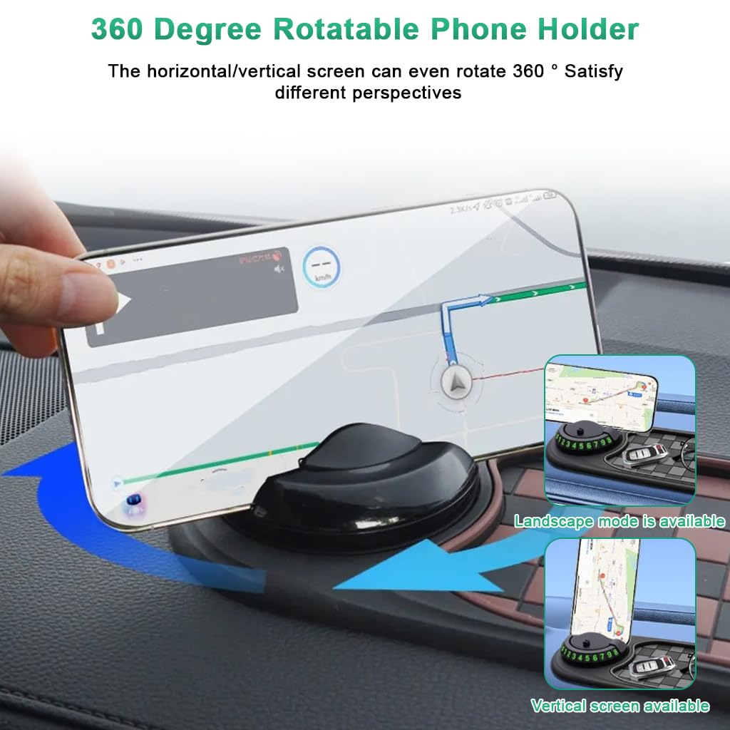STHIRA Multifunction Car Anti Slip Mat with 360° Rotatable Phone Holder | Universal Dashboard Organizer