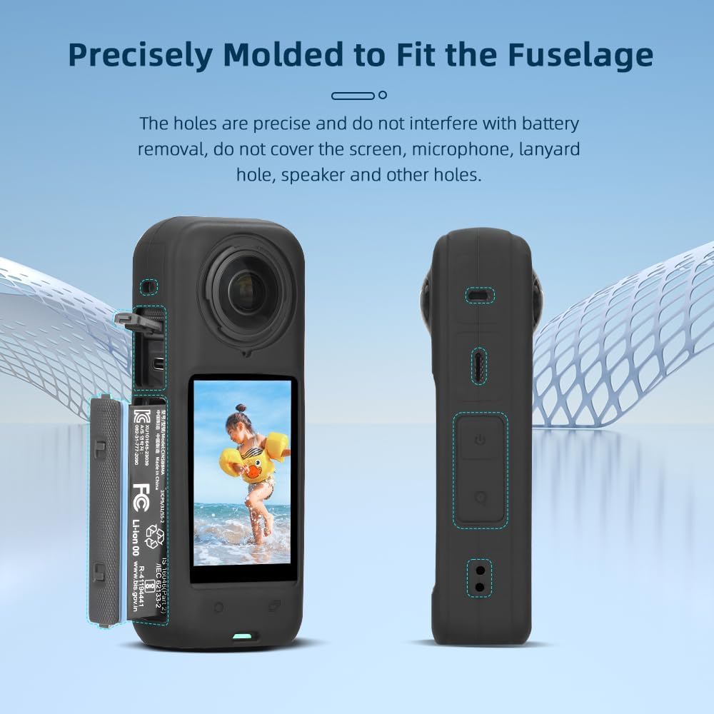 ZORBES Silicone Protective Case for Insta 360 X4 with Lens Cover | Anti Scratch and Anti Slip Skin