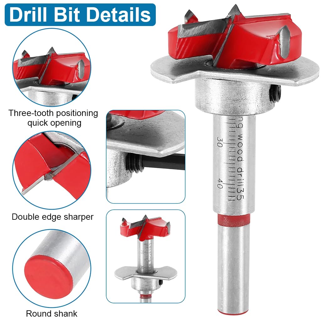 Serplex Hinge Jig Drill Bit Set for Precise Cabinet Mounting with 35mm Positioner | Blue and Orange Metal Guide