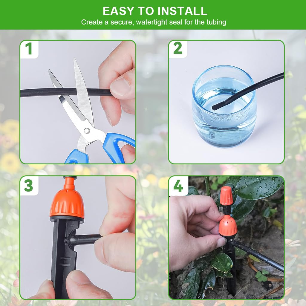 HASTHIP Slow Irrigation Stake Kit 30 pcs for Garden & Lawn with Adjustable Water Flow | 2 in 1 Stream and Mist Self Watering System