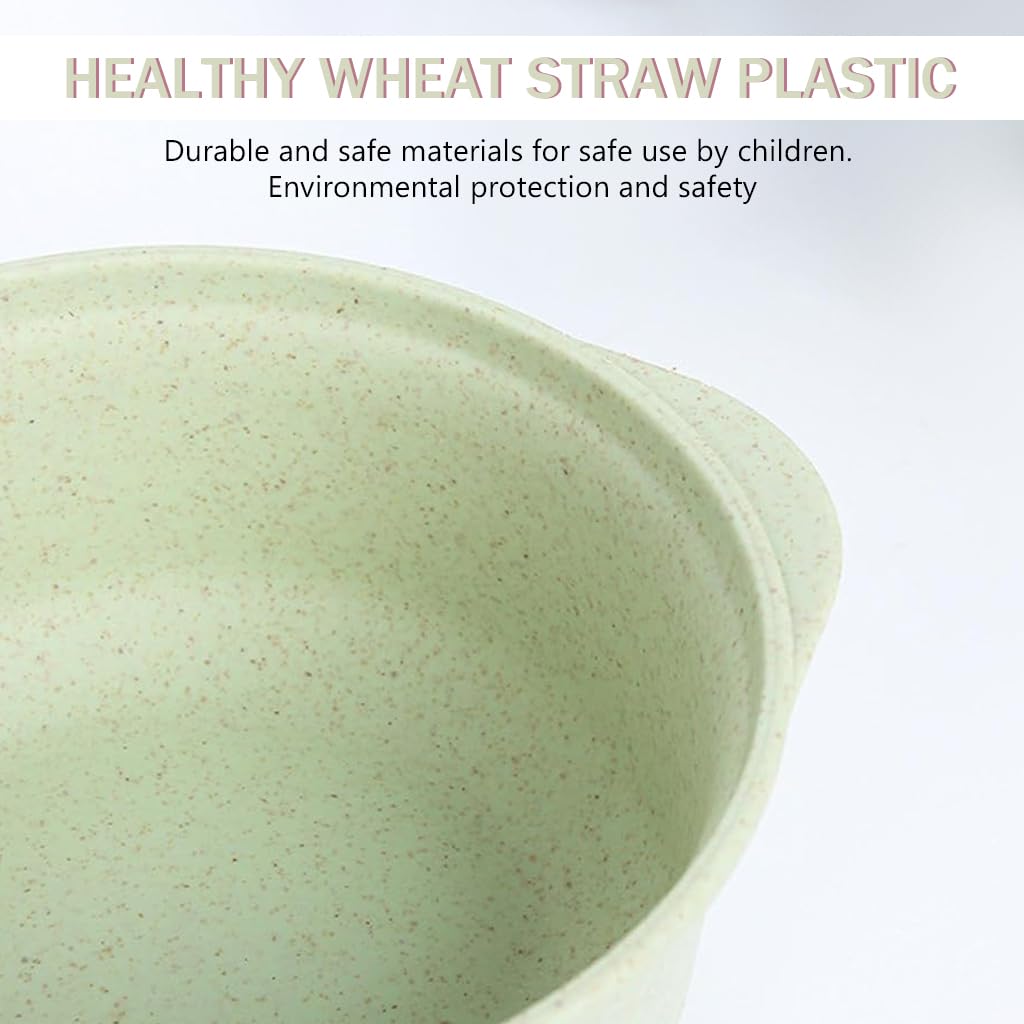 Supvox Cereal Bowls for Rice and Soup with Lid & Spoon 2 Pcs Wheat Straw Fiber Pink & Green