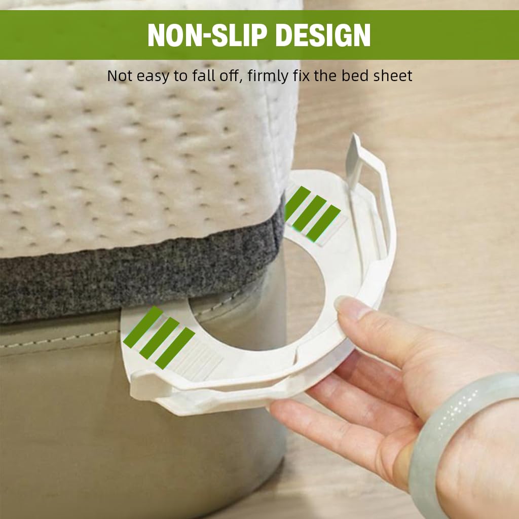 HASTHIP Fitted Sheet Fasteners for Secure Bedding with Curved Clamp Design | Pack of 4