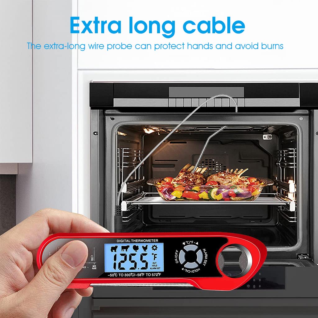 HASTHIP Food Thermometer for Cooking with Dual Probe and Backlit LCD | IP67 Waterproof Digital Meat Thermometer