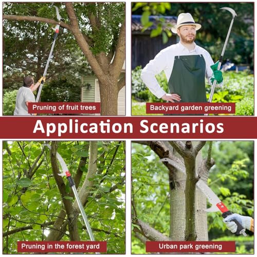 Optifit® Telescopic Manual Pruning Saw 9.8FT Extendable Stainless Steel Pole with Curved Hooked Blade Tree Pruner for Thick Branches 3 PCS