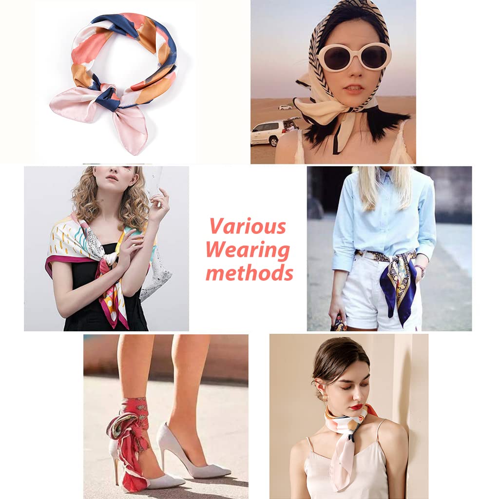 PALAY Square Polyester Scarf for Women with Satin Silk Feel 22×22 in | Soft Printed Wrap