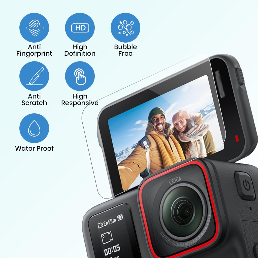 ZORBES Action Camera Screen Protectors for Insta360 Ace Pro 2 with 6PCS HD Anti‑glare Tempered Glass | Anti‑scratch Lens and Display Coverage