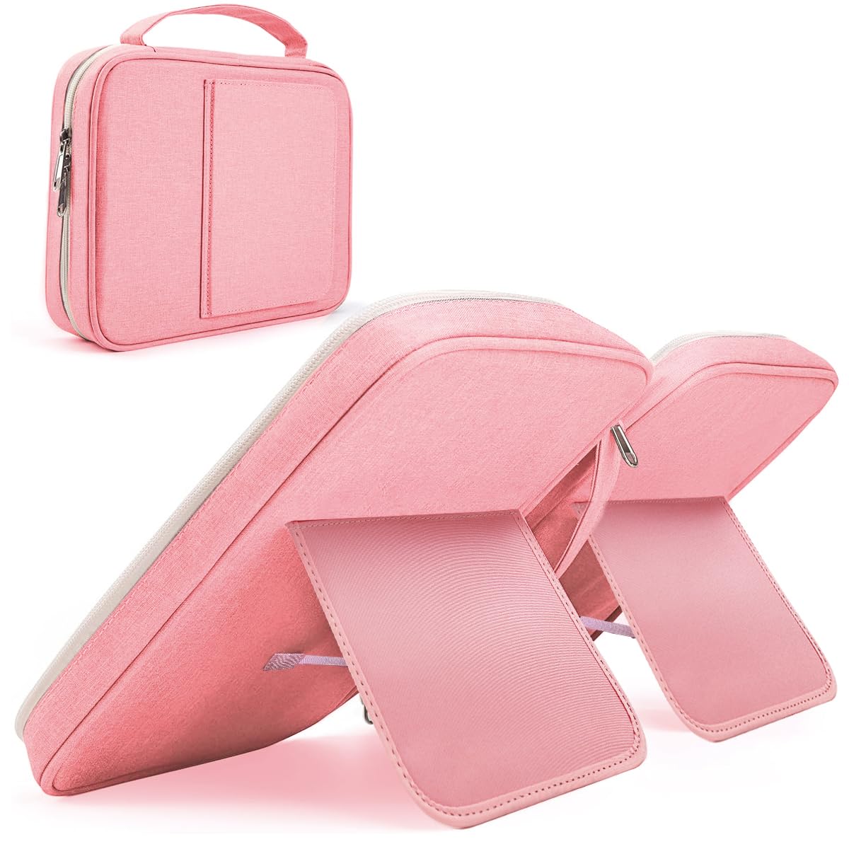 Climberty Leather Bible Cover for Women featuring Folding Stand and Multi Pockets 28x22x6cm Pink