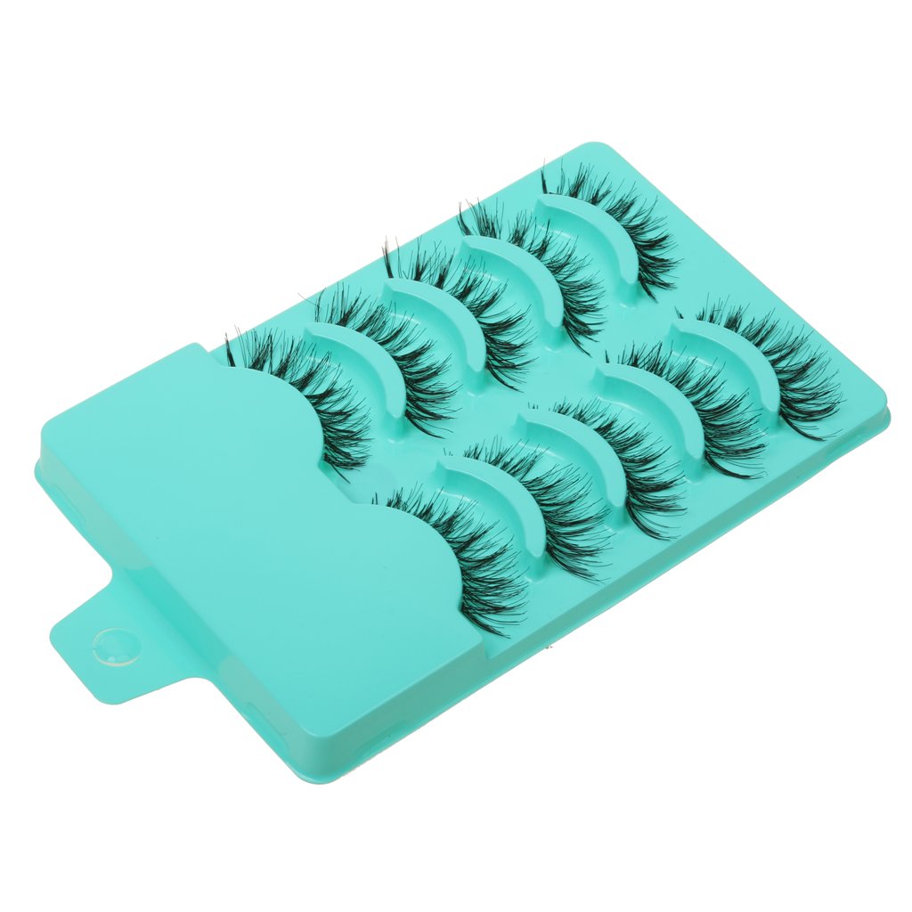 Supvox  Magideal Beauty Makeup Handmade Messy Cross Style False Eyelashes (Green) - Pack of 5 Pairs