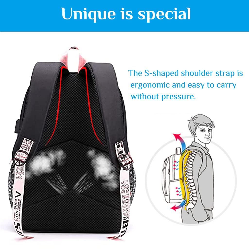 PALAY  BTS Kpop Bangtan Backpacks Daypack Laptop Bag for Girls School Bag Shoulder Bag with USB Charging Port BTS Kpop Accessories For Boy Women Gifts