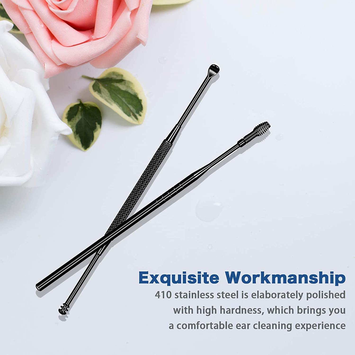 MAYCREATE Ear Cleaner Kit with 7 Pcs Double Head Tools and Stainless Steel Design | Portable Box