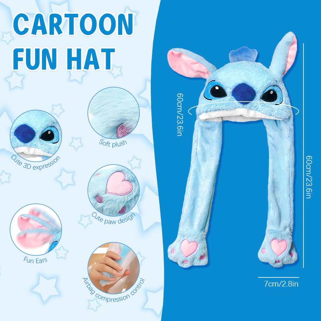 PATPAT Girls Winter Hat featuring Cute Stitch Design with Moving Ears and Plush Warm Comfort