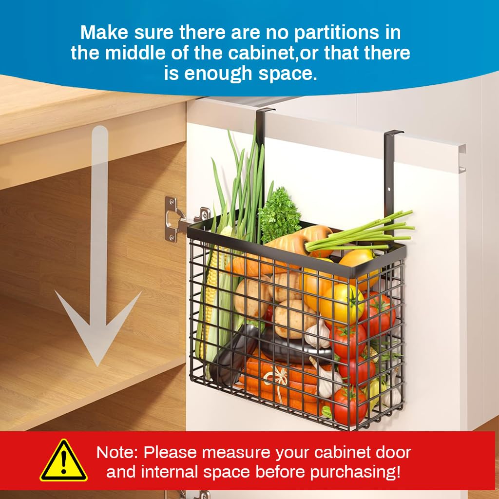 Supvox Under Sink Kitchen Organizer for Cabinet Door Storage with Towel Bar | Carbon Steel Hanging Basket for Kitchen and Bathroom