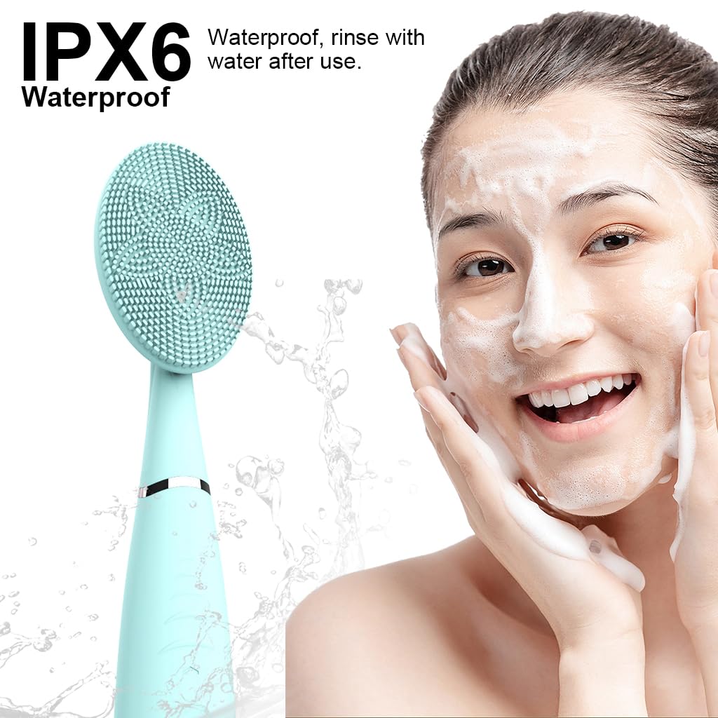 HANNEA Electric Facial Cleansing Brush with 5 Speeds and Dual Bristles | IPX6 Silicone Cleanser