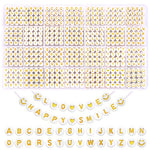 SANNIDHI® 1400pcs Alphabet Beads for Bracelets Jewellery Making Kit 28 Style Gold A-Z Acrylic Letters Round Letter Beads with Smile Face & Heart Beads for Friendship Bracelet Necklace DIY