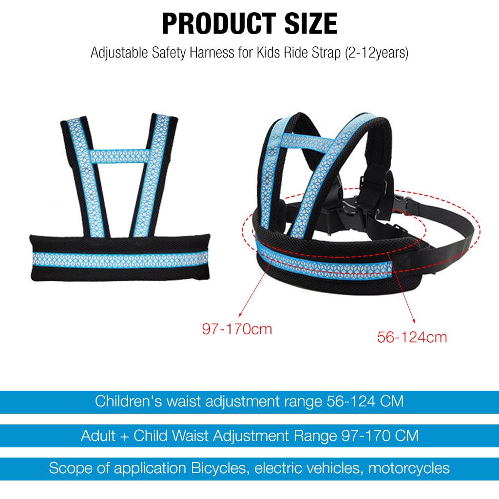 Venzina Safety Harness Belt for Kids with Reflective Strips and Quick Release Buckle | Adjustable 56–124cm Fit for 2–12 Years