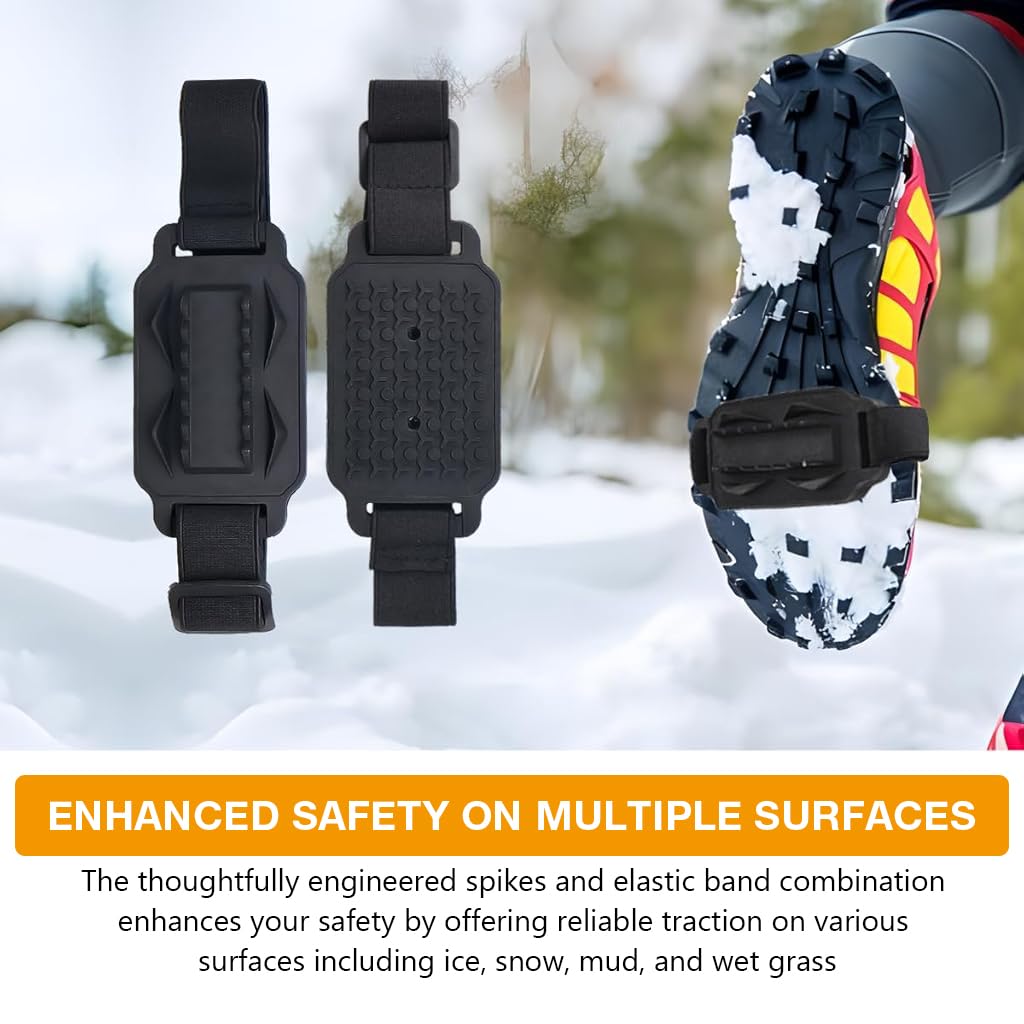 GUSTAVE Ice Cleats for Shoes and Boots with 14 Silicone Spikes featuring Rotatable Design | Ideal for Winter Walking and Hiking