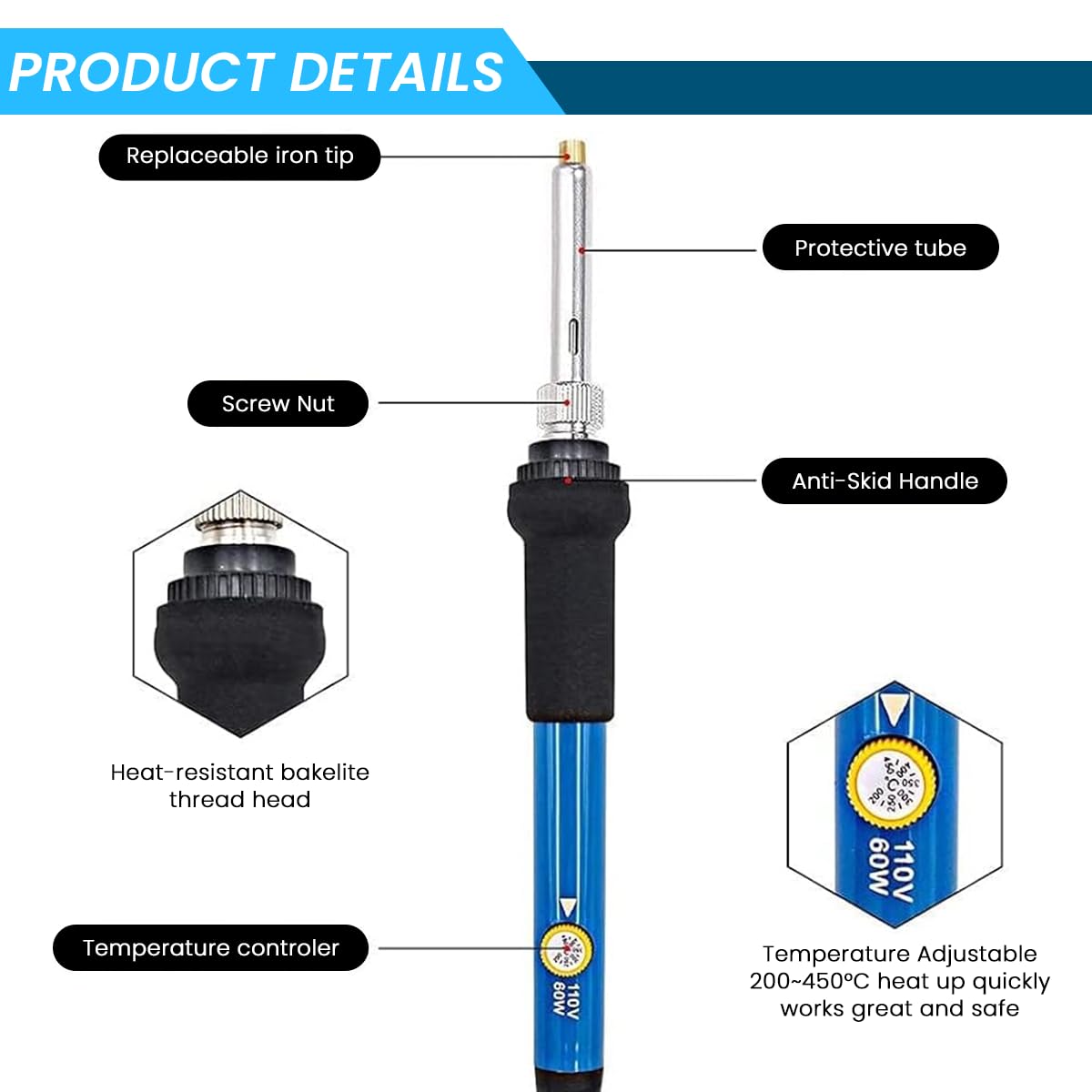 Serplex Wood Burning Kit for DIY Crafts with 62 Pieces and Dual Function Soldering Pen