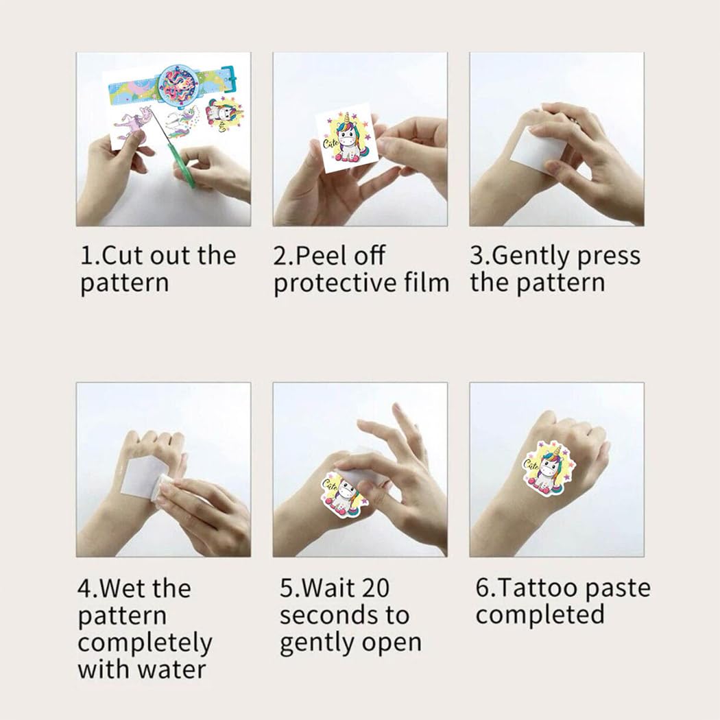 ZIBUYU Unicorn Temporary Tattoo for Kids with 10 Sheets Waterproof Stickers | Party Gifts