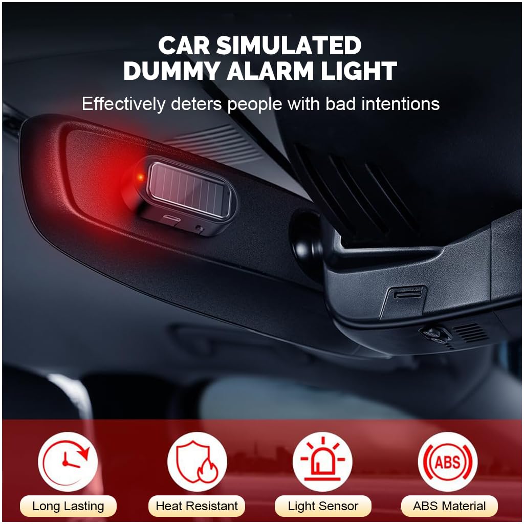STHIRA Solar Power Dummy Alarm Light for Cars with Auto Night Activation and USB Charging Port