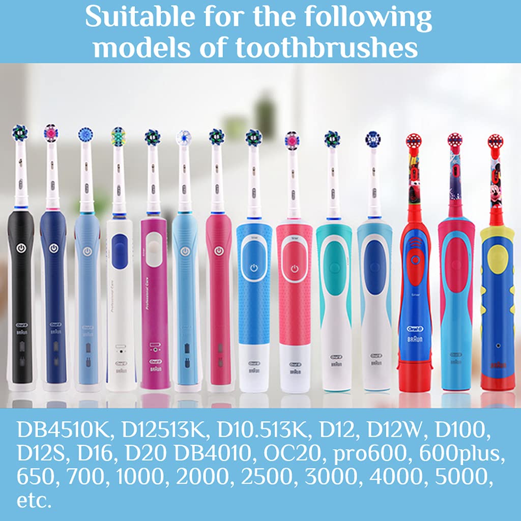 MAYCREATE Replacement Brush Heads for Oral B Braun | Pack of 8 with Cross Action Nylon Bristles