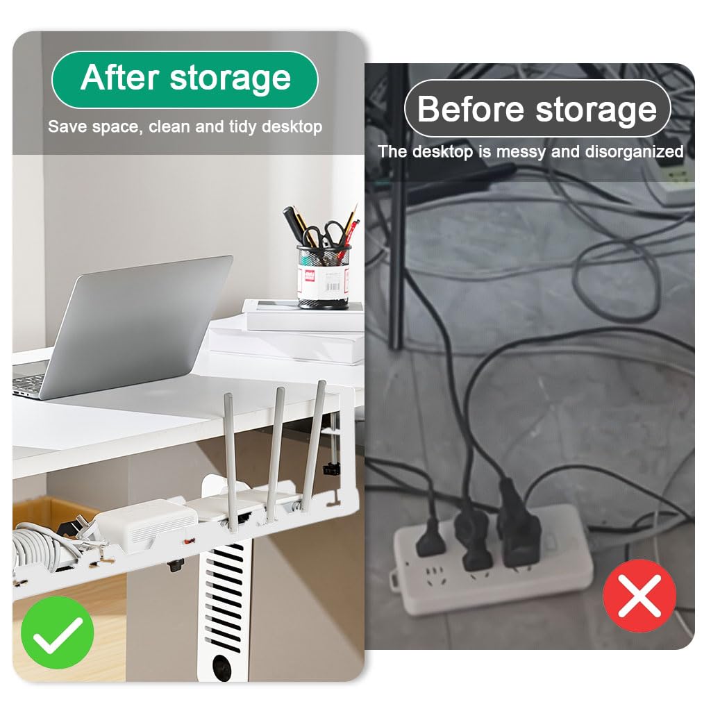 Climberty Cable Management Under Desk for Workspaces with 15.7–29 in Adjustable Length | Screw-Fixing Carbon Steel Organizer