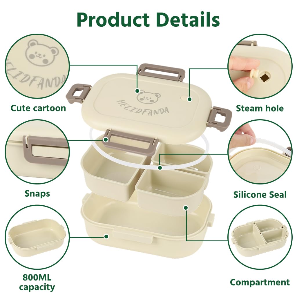 Supvox Bento Box for Kids with No BPAs and Chemical Dyes in Off White | Safe Lunch Container