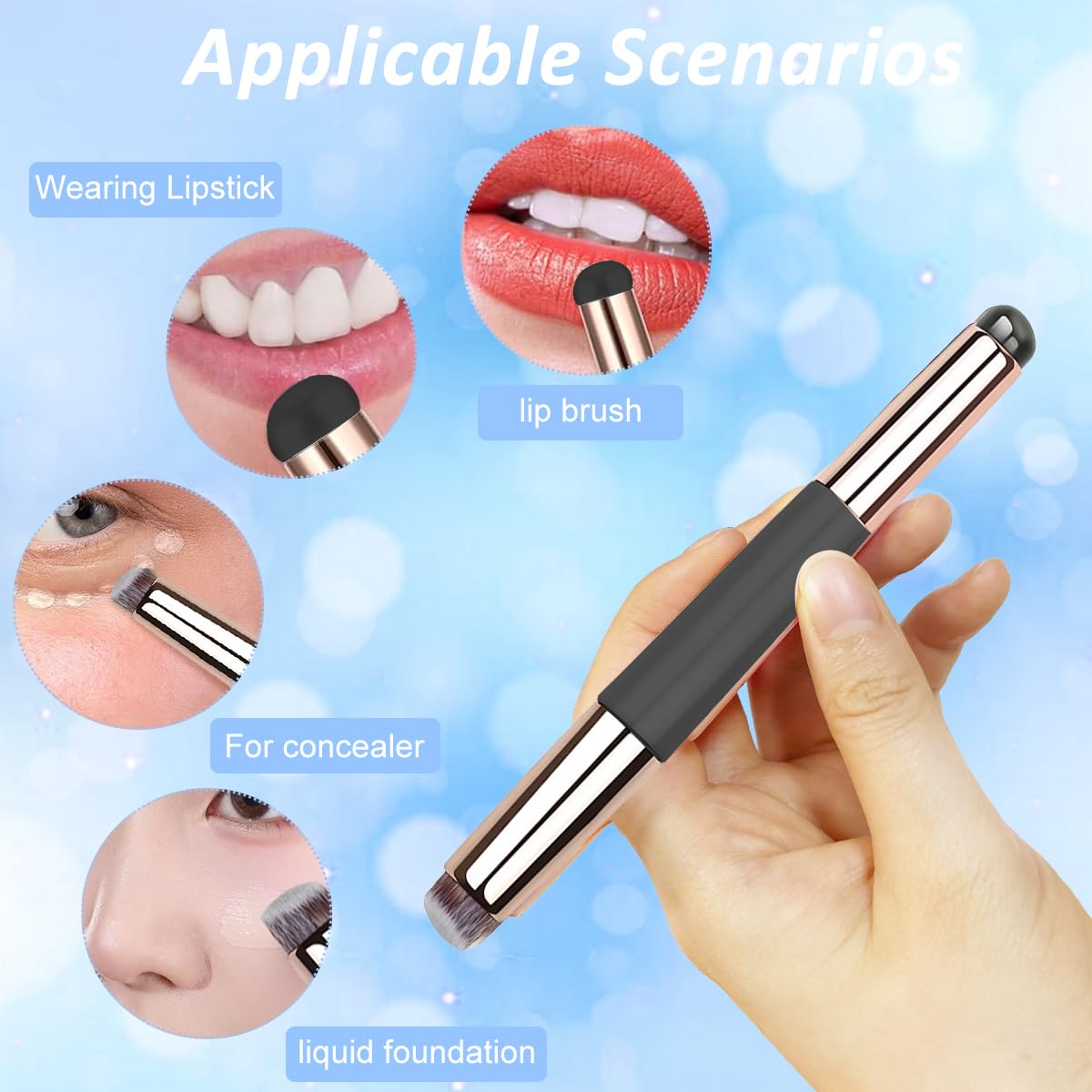 MAYCREATE Silicone Lip Applicator Silicone Lip Brush Lip Balm Lipstick Applicator with Dustproof Cap for Lipstick, Lip Gloss, Lip Tint, Lip Mask, Concealer Applicator, Black