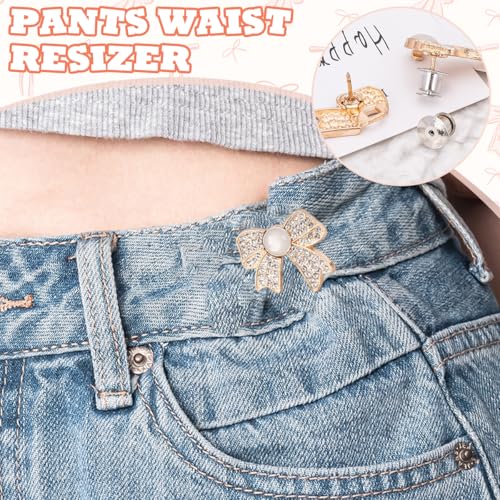 SANNIDHI® Pant Waist Tightener, 2 Sets Adjustable Pentacle Button for Jeans,Instant Removable Jean Buttons for Loose Jeans No Sewing Required Pant Clips Waist Tightener Button Pins Pants