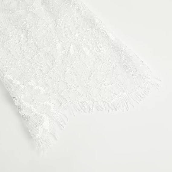 HANNEA® White Long Lace Gloves for Women, Elegant Mesh Elbow Length Bridal Party Accessory, Soft Lace Dress Gloves Fits Arm Circumference up to 11 Inches