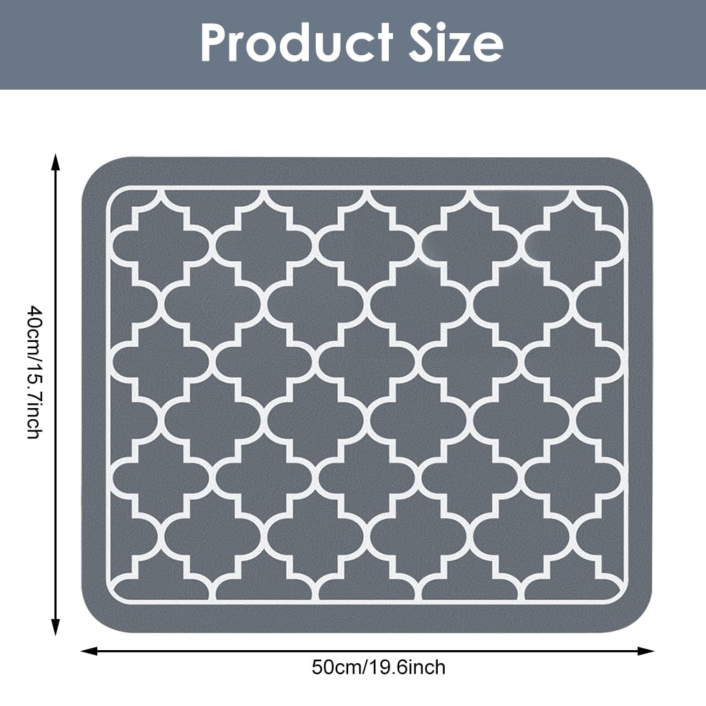 ZIBUYU Super Absorbent Dish Drying Mat for Kitchen Countertops with Non Slip Base | Easy Clean Microfiber Counter Protector