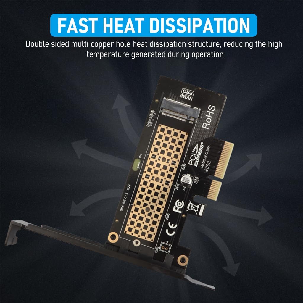 Zeitel M.2 NVMe to PCI E X4 Adapter for 2230 2242 2260 2280 SSDs featuring 32Gbps speed